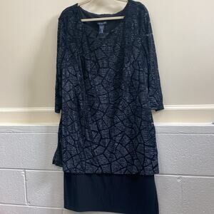 Soft Works XXL NWT Black and Silver velvet midi dress